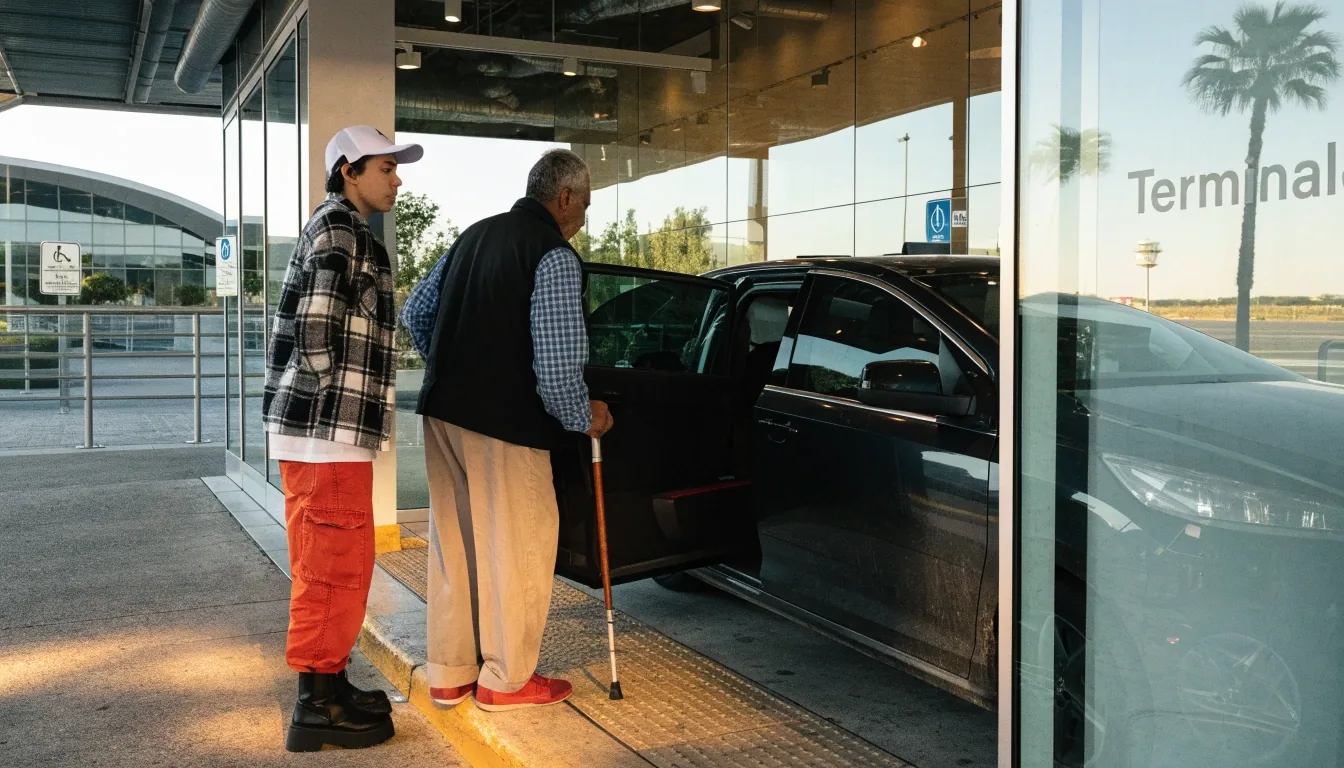 Accessible parking bay close to the terminal entrance at Sydney Airport