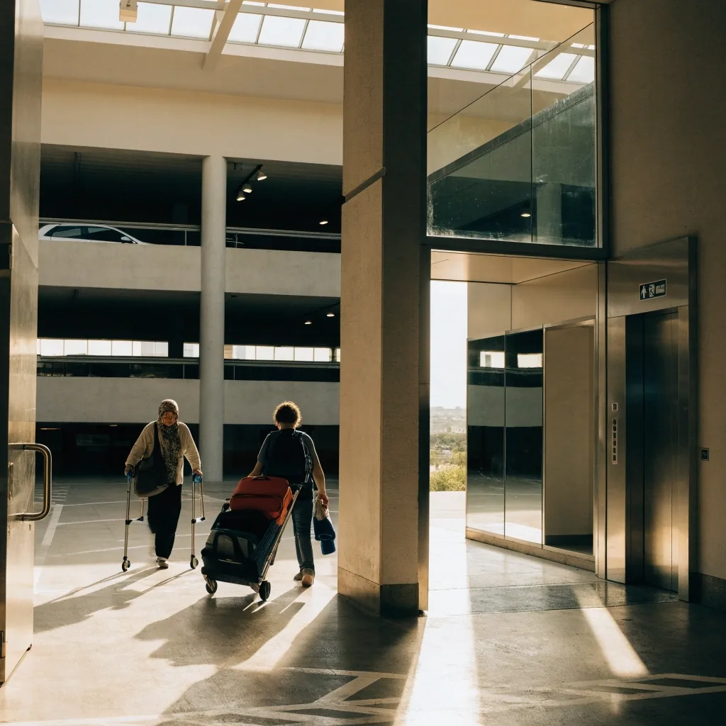 Domestic car park level with wide accessible bay near lifts