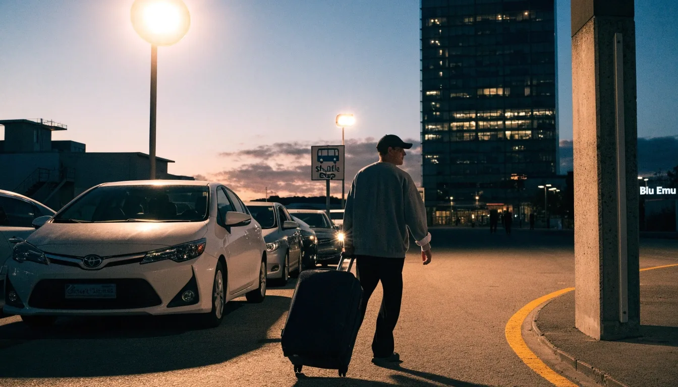 Evening pick-up zone at Sydney Airport Terminal 1