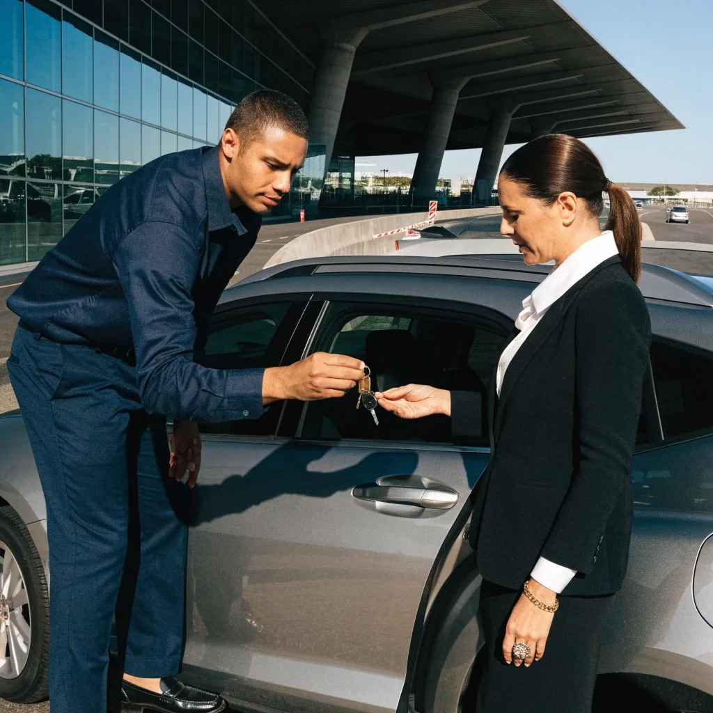 Valet handover at Sydney Airport domestic forecourt